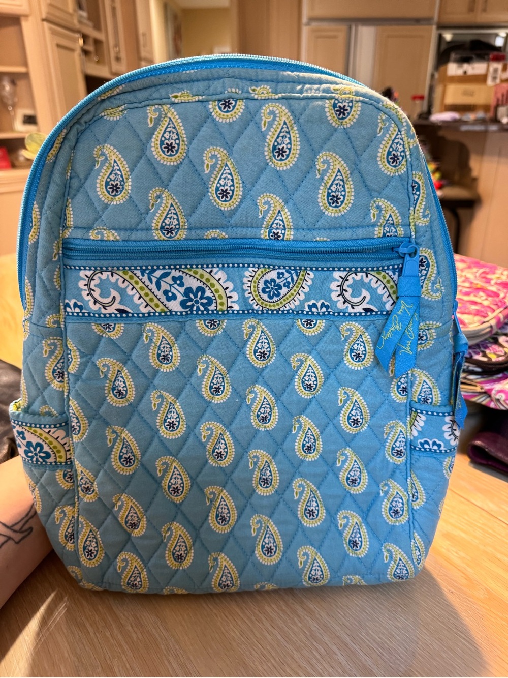Vera Bradley Light Blue Paisley Quilted Backpack